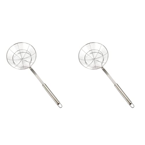 2 PCS 그립 좋은 거미 테이블 홀더 서빙 메쉬 및 핫 칩 방지 칩 국수 바구니 야채 감자 M 스테인레스 크기 밀가루 요리 튀김 가루 레스토랑 와이어 열 필터