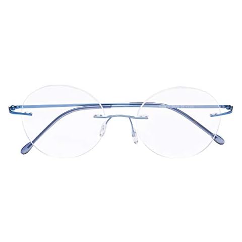 CessBlu Rimless Reading Glasses Round Readers for Men Women (Blue) +1.5 Cover