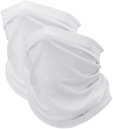 Cooling Neck Gaiter Face Mask, White UV Protection Masks Gator, Windproof Bandana Cover for Skiing, Fishing, Hiking, Cycling, Kayaking, Hunting (White Pack)