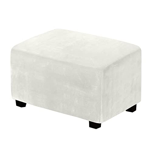 Boutieel acquard Sofaüberwurf Sofaüberzug,Einfarbiger rechteckiger Hockerbezug, Elastischer Sofabezug für Schlafzimmer, Weiß, XL-Größe,Sofaüberwürfe für L-Form Stretch Cover