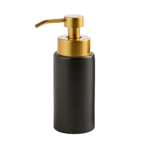 dispensador jabon Dispensador de jabón de cerámica de 280 ml, dispensador de Espuma Compatible with Mousse, Botella con Bomba Ducha(Noir,Solid Color)