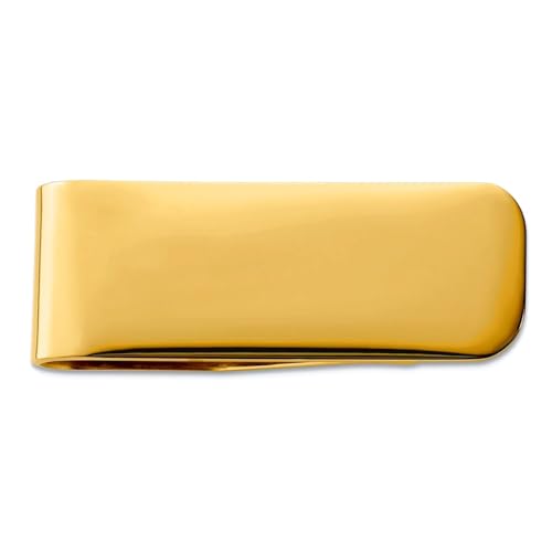 JewelryWeb Stainless Steel Gold Plated Polished Money Clip 47x17mm Wide-Money-Clip for Men