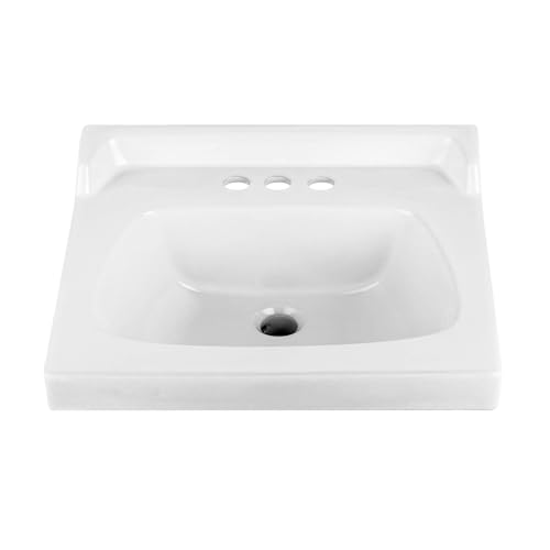 Image of Fine Fixtures Ceramic Bathroom Sink Top with Raised Back - Fits Standard 24 inch Vanity Sink Basin for Small Bathroom Vanity (26 inch x 20 inch), High Gloss Finish, 3 - Hole Faucet Compatible.