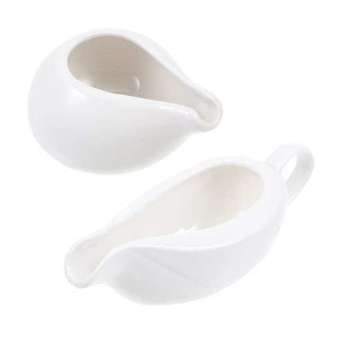 HOLIDYOYO 2pcs Western Food Sauce Spoon Mini Coffee Creamer Gravy Boats Sauce Jugs Coffee Syrup Jar Sauce Pitcher Coffee Creamers Condiment Serving Dish Sauce Serving Boat Ceramics White