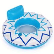 Adult Pool Float, 43-inch Inflatable Float, River Float, Heavy-Duty Floating with net Bottom, air Tube for Beach Lake Drifting, Comfortable backrest and 2 Cup Holders, Blue