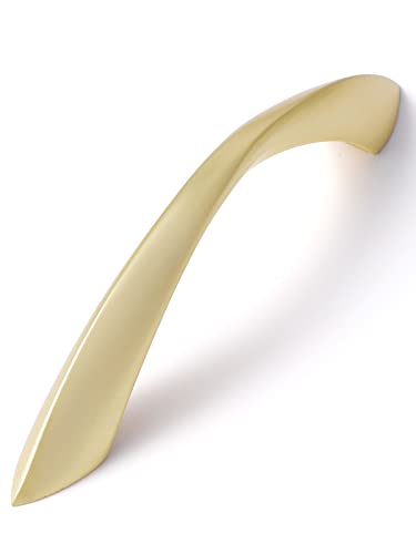 Image of Brushed Gold Cabinet Pulls 3-3 /4 Inch Arch Twisted Brass Handles Drawer Kitchen Cupboard Bathroom Dresser Cabinet Hardware Zinc Alloy 2 Pack