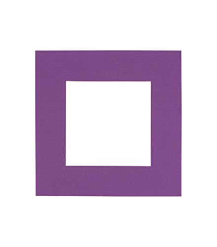 10x10 Mat Bevel Cut for 6x6 Photos - Precut Dark Purple Square Shaped Photo Mat Board Opening - Acid Free Matte to Protect Your Pictures - Bevel Cut for Family Photos, Pack of 1 Matboard