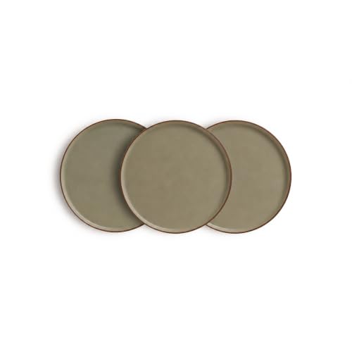 Image of Shay Ceramic Dinner Plates Set, 6 Pieces, Olive Green Japandi Series | Ceramic Plates Set | Matte Finish | Premium Stoneware | Dinner Plates Ceramic (Japandi Dinner Plate, Oilve Green)