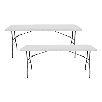 7house - Pack 2 Mesas Plegables Portátiles Rectangular Blancas 240 cm