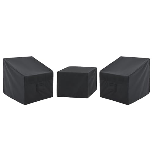 Loriano Patio Furniture Covers Set, 3 Piece Outdoor Furniture Cover Waterproof, 500D Heavy Duty Lawn Furniture Covers Set Black