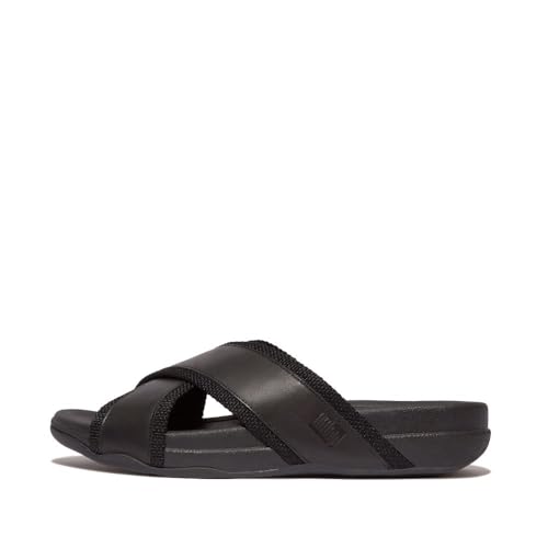 FitFlop Men's Surfer Webbing/Leather Cross Slides