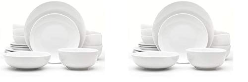 Euro Ceramica White Essential Chip Resistant Collection Dinnerware and Serveware, 16 Piece Set, Service for 4, Classic (Pack of 2)