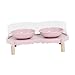 Ceramic Elevated Cat Bowls Raised Cat Food Bowl with Splashproof Guard Food and Water Bowl Set for Travel, Pink
