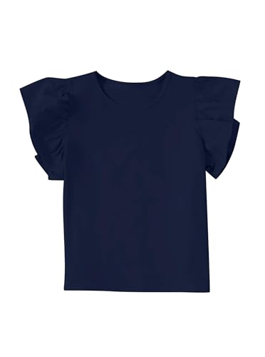 Image of Girls' Summer Shirts Cute Tops Ruffle Sleeve Crew Neck Casual Tees