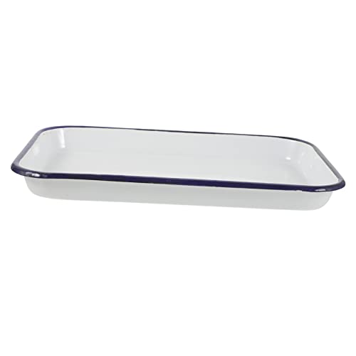 SWOOMEY Ceramic Baking Sheet Non Stick Baking Sheet Ceramic Serving Tray Ceramic Baking Tray Pan Dish Enamel White Multifunctional Baking Tray Pancake Baking Pan Oven Pan for Restaurant
