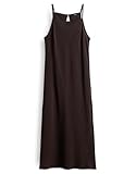 Midi-Länge someday Damen Midikleid  Trägerkleid QUALEZA aus luftigem Viskose Leinen Mix Dark Espresso, 38