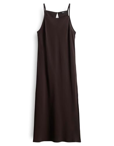someday Damen Midikleid | Trägerkleid QUALEZA aus luftigem Viskose Leinen Mix Dark Espresso, 36