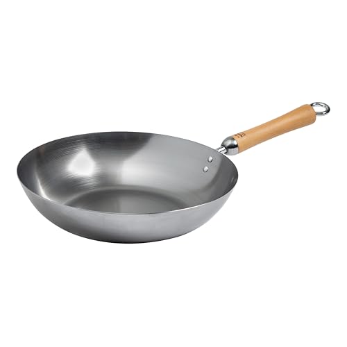 Joyce Chen J21-9979 Classic Series Carbon Steel Wok, Cubic_inches, 12" Uncoated Stir Fry Pan