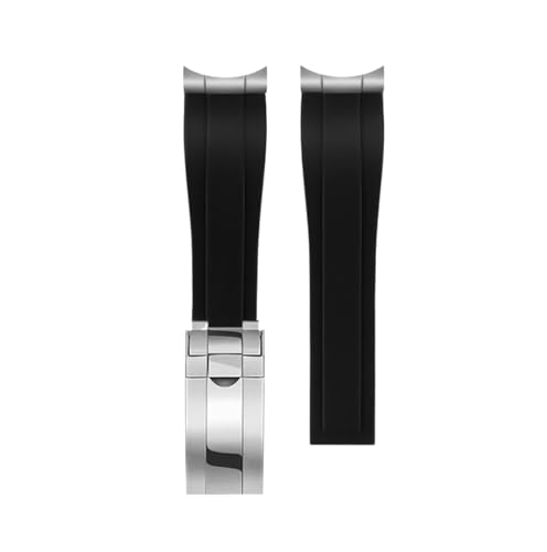 Bracelet montre 1958 BB58 caoutchouc noir et maillon d'extrémité acier premium