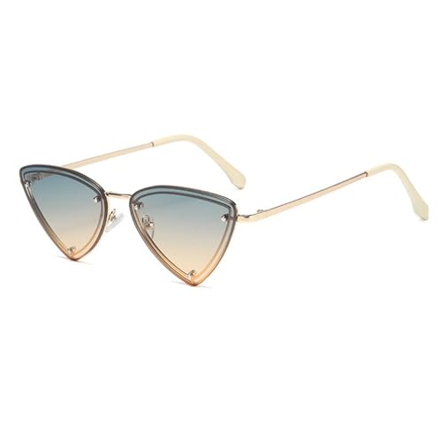 Lunettes de soleil triangulaires tendance femme rétro métal dégradé