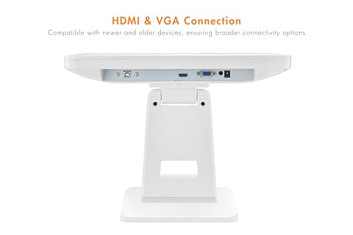 Image of Commercial Grade 17.3 Inch 1920 x 1080 FHD Touchscreen POS Monitor, 10 Points Touch HDMI VGA, Waterproof Dustproof Screen, Indusitrial, Office, Retail, Gym, Warehouse (White)