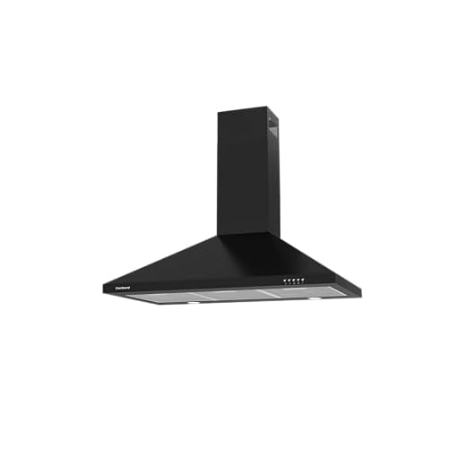 Corberó - Campana Decorativa Pirámide 90 cm | KURAMATHI960B | Caudal 621,71 m3/h | 165W | 3 Velocidades | 2 Filtros de Aluminio | Filtro de Carbon | Eficiencia Energética A, Negro