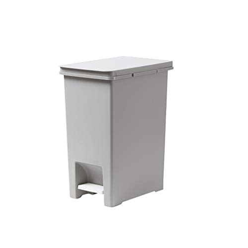 Papelera gris de 10L con pedal y tapa para cocina y baño de forma cuadrada ZAW