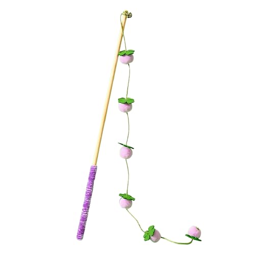 Generico Bastone giocattolo per gatti, design interattivo con frutta auto-giocante, in corda di cotone da 40 cm, dalla noia, imitazione di topo pesce, impugnatura antiscivolo, per giochi