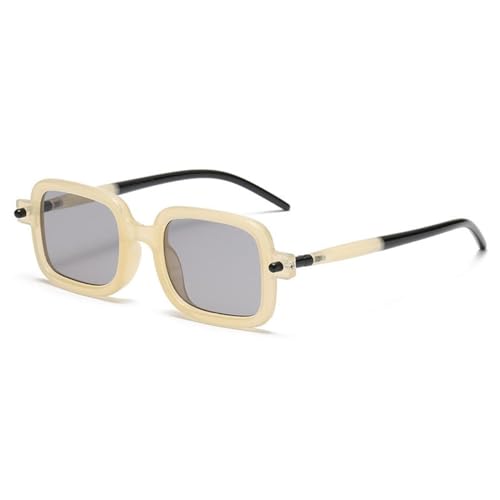 Lunettes de soleil haut de gamme petit rectangle MUTYNE cadre optique beige gris chic UV400