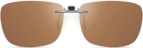 CAXMAN Polarized Clip On Sunglasses Over Prescription Glasses Men Women Compact Fit Non-Flip Up