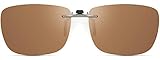 CAXMAN Polarized Clip On Sunglasses Over Prescription Glasses for Men Women Compact Fit Brown Lens Large Size UV Protection