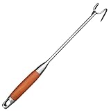 iplusmile Professioneller Brathaken aus Edelstahl mit Holzgriff Multifunktionaler Fleischerhaken für Grill Camping und Metzgerei Verschleißfest und Ergonomisch