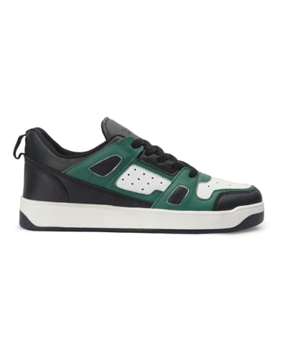 Image of ZAYDN ASH Sneaker Shoes for Men | Soft Cushioned Insole & Lightweight | Stylish Lace-Up Shoes with Causal Outfits | Trendy Sneakers | Shoes for Man | Low Top Sneaker Shoes Black Green
