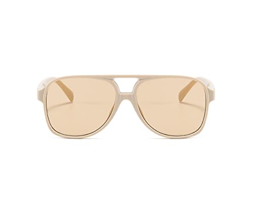 Image of Vintage Aviator Sunglasses for Women Men 70s Glasses Retro Oversized Yellow Lens Shades