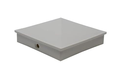 5x5 Nominal (4.5" x4.5") Plastic Pyramid Vinyl Fence Post Cap with Pre-Drilled Hole Black or White Multiple Quantities for Nominal 5" x 5" Posts (8, White)