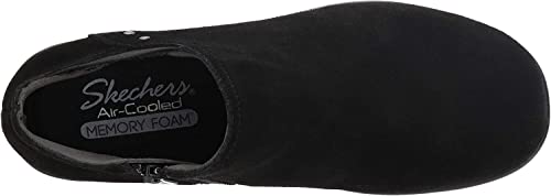 Skechers Skechers womens Parallel - Ditto Asymmetrical Collar Suede Bootie Ankle Boot, Black, 10 US