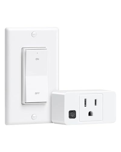 TREEWELL Remote Control Outlet Decorator Rocker Wall Switch 200FT Long Range Wireless Light Switch Mini Remote Outlet Plug 15A/1875W High-Power for Lamps Lights Household Appliances ETL Listed