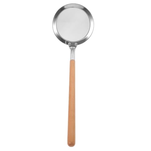 healvian ステンレス製火鍋用メッシュスキマー 長柄付きパスタ水切りスプーン 料理用細目ザル 耐久性高く滑らか加工で手に優しい調理器具