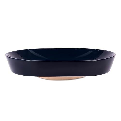Image of BONKASO Capsule Table Top Wash Basin for Bathroom | Premium Fully Glazed Ceramic Vessel Sink | 55D x 40W x 13H Big Size | Glossy Black Designer Finish