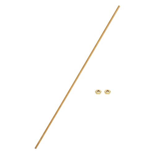 Image of sourcing map Brass Fully Threaded Rod, M2.5x0.45mm Pitch Right Hand Threads Studs with Solid Brass Hex Nuts, 200mm/8" Long Threaded Screw Rods Fasteners for Anchors Bolts Hangers Clamps