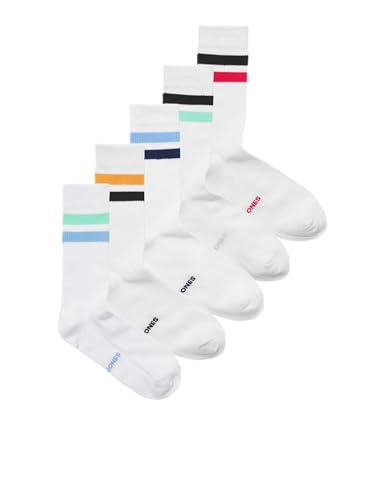 Jactirana Tennis Socks Pack of 5, White, One Size