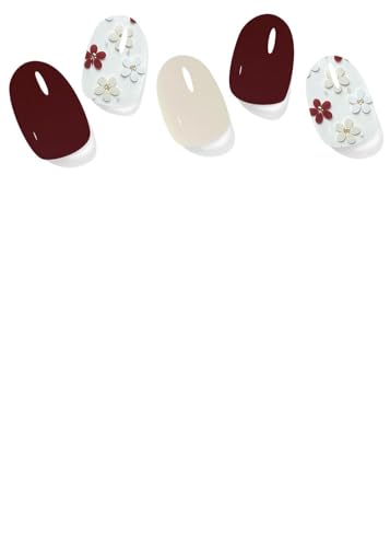 Wahrshei UV Pegatinas de Gel Flor marrón,20 Pcs Semicurado,Adhesivos para Uñas