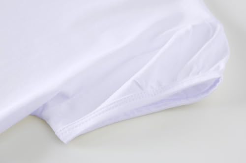 Huata Girls Short Puff Sleeve Tee Basic T-Shirt 2 Packs Crewneck4