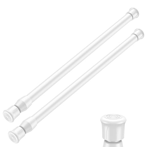 Image of AIZESI 2PCS White Tension Rod 12 to 19 Inch, Mini Tension Rod DIY Curtain Rod Adjustable Short Spring Rods for Small Windows Kitchen