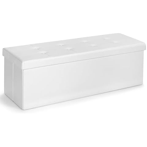 COSTWAY Folding Storage Ottoman with Lid Cover