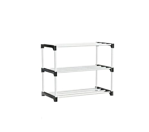 Image of Shoe Rack 3 Layer with Shelf, Thick Strong Pipes for Heavy Load Multipurpose Organizer Rack Shoe, Cloth & Book Storage Shelf for Home, Balcony, Living Room & Workspace
