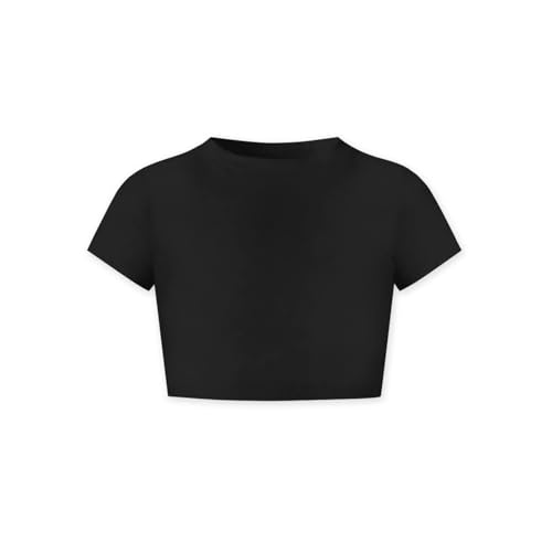 Image of Betusline Girls & Women Basic Summer Short Sleeve Slim Fit T-Shirts Soft Crewneck Crop Y2k Tee Cute Gym Fashion Clothes