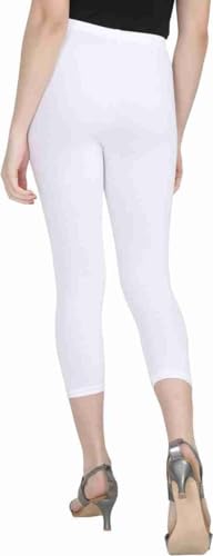 Image of Women's 3 /4 Calf-Length Leggings - Stretchable Cotton Blend, Comfortable Everyday Wear Pack of 2