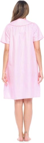 Image of Casual Nights Women's Snap - Front House Dress Short Sleeve Woven Housecoat Duster Lounger Robe with Pockets