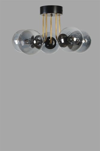 Chandelier en métal E27 plafonnier suspendu moderne noir 45 cm - 5